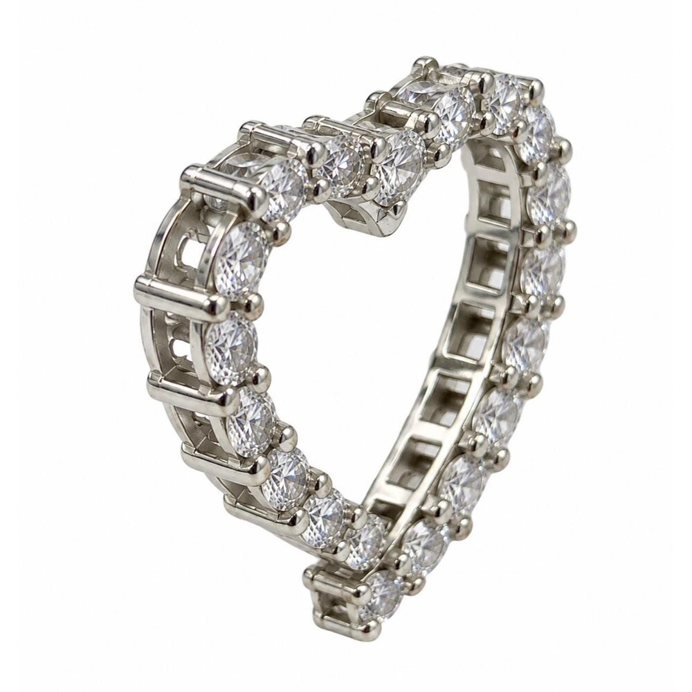Sterling Silver Cubic Zirconia Open Heart Pendant - Picture 3 of 3